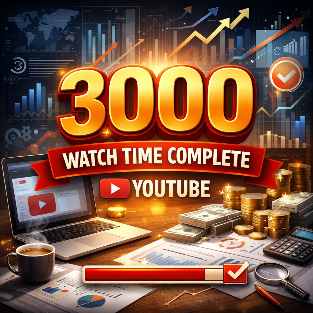 YouTube watch time guaranteed 3k hour +Free 20k view +200 subscribe